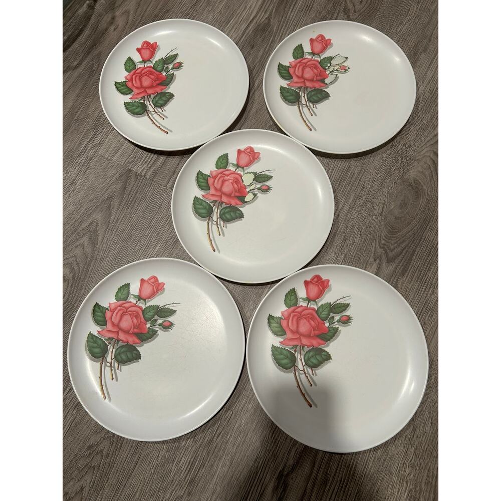 ROYALON MELMAC VINTAGE 9" DINNER PLATE ROSE PATTERN M-413